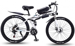 LZMX Fahrräder LZMX Folding Elektro-Fahrräder, 26 Berg Elektro-Fahrräder mit 350W Elektromotoren, S-High-Carbon Stahl Dual-Disc Stadt Fahrräder, Erwachsene Radfahren Heimtrainer (Color : White)