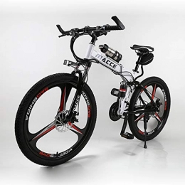 NA Zusammenklappbares elektrisches Mountainbike NA Elektro-Bike Folding Electric Mountain Radfahren Fahrrad fr Erwachsene, 250W 26 '' Elektro-Fahrrad mit 36V 6.8AH Lithium-Ionen-Akku, 21 Geschwindigkeit Shifte, Wei
