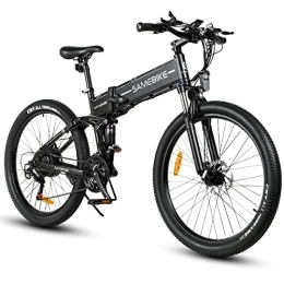 Samebike Fahrräder SAMEBIKE 26'' Elektrofahrrad für Erwachsene, LO26-II Speichenrad Version mit 48 V 10AH Herausnehmbarem Lithium-Lonen-Akku, Faltbares City-Pendler-Elektrofahrrad, 7-Gang (Schwarz)