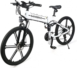Samebike Zusammenklappbares elektrisches Mountainbike SAMEBIKE 26 Zoll Ebike Mountainbike, klappbares Elektrofahrrad für Erwachsene 500W 48V 10AH, Shimano 7 Gang, mit TFT Farb LCD Instrument, Weiß