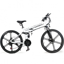 Samebike Fahrräder SAMEBIKE LO26-II 26 Zoll Ebike Mountainbike für Erwachsene, Faltbares Elektrisches Mountainbike 250W 48V 10AH, Elektrische Fahrräder Shimano 7 Gang-Schaltung mit TFT Farb LCD Instrument (Weiß)