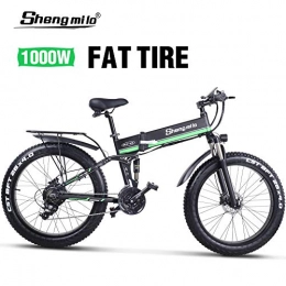 Shengmilo Zusammenklappbares elektrisches Mountainbike Shengmilo Elektrofahrräder, 26 Zoll Mountain Snow E-Fahrräder, 48V / 13Ah Lithium Batterie Inklusive(Grün)