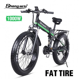 Shengmilo Fahrräder Shengmilo Mountainbike 26 Zoll 1000 Watt 48 V 13ah Klapp Elektrisches Schneemobil Shimano 21 Geschwindigkeit Elektrische Hilfshydraulische Scheibenbremsen (Green)