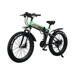 SONGZO Zusammenklappbares elektrisches Mountainbike SONGEZO Elektrisches Fahrrad 26 Zoll Fat Tire Snow Mountainbike mit Abnehmbarer 48V 12.8AH Lithiumbatterie und Gepäckträger (Grün)