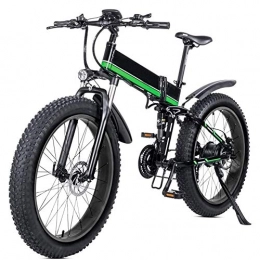 Syxfckc Elektrische Fahrradreifen 26 Zoll dick faltbaren elektrisches Fahrrad mit 48V 12Ah Lithiumbatterie beweglich mit dem hinteren Sitz (Color : Green)