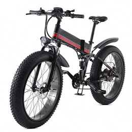Syxfckc Zusammenklappbares elektrisches Mountainbike Syxfckc Elektro-Fahrrad Schnee 48V 1000W 26-Zoll dicken Elektro-Fahrrad-Reifen, und EIN Rücksitz mit Einer beweglichen Aufhängung von Lithium-Batterien