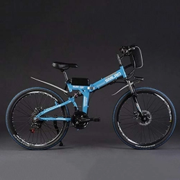 SZPDD Zusammenklappbares elektrisches Mountainbike SZPDD Mountainbike Elektro-Fahrrad 36V350W 8Ah Leistungsstarke Elektro-Fat Bike Lithium-Batterie Off Road Bike, Blau, 24inch