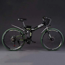 SZPDD Zusammenklappbares elektrisches Mountainbike SZPDD Mountainbike Elektro-Fahrrad 48V350W 10Ah Leistungsstarke Elektro-Fat Bike Lithium-Batterie Off Road Bike, Blackgreen, 24inches