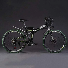 SZPDD Zusammenklappbares elektrisches Mountainbike SZPDD Mountainbike Elektro-Fahrrad 48V350W 8Ah Leistungsstarke Elektro-Fat Bike Lithium-Batterie Off Road Bike, Blackgreen, 24inches
