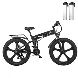 ride66 Fahrräder Velo Elektrisches Mountainbike, Fat Bike, 26 Zoll, faltbar, doppelte Batterie, Mountainbike, für Herren und Damen