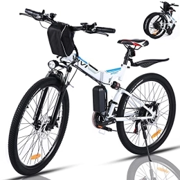 Vivi Fahrräder VIVI Ebike Mountainbike 26 Zoll Klappbar E-Bike 250W E-Faltrad Elektrofahrrad mit Abnehmbare 36V 8Ah Lithium-Ionen-Batterie, Shimano 21-Gang E Bike Herren Damen (Schneewittchen)