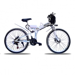 WYFDM Fahrräder WYFDM Mountain-Zoll-Fahrrad mit Einer Höchstgeschwindigkeit von 60 km / h, 35 km / h, elektrisches Fahrrad, zusammenklappbar, 500-W-Motor, Doppelstoßdämpfer, Ebike, White, 24