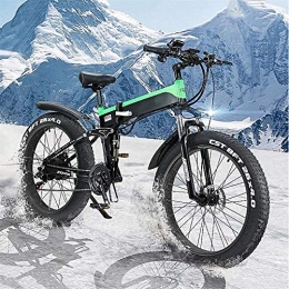 XINHUI Electric Snow Bike, faltendes elektrisches Mountain-City-Fahrrad, LED-Anzeige elektrische Fahrrad-Pendel Ebike 500W 48V 10Ah-Motor, 120kg max. Ladung,Grün