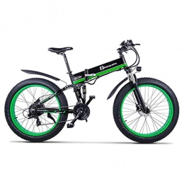 YSNJG 1000W elektrisches Fahrrad 21 Beschleunigt 26-Zoll-Fat Tire Straßen-Fahrrad Strand/Schnee Bike mit Hydraulische Scheibenbremsen (Grün)