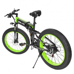 YYAO Fahrräder YYAO Full Suspension Rahmen 26Inch Electric Mountain Bike (4Inch Fett Reifen) Abnehmbarer Groe Kapazitts-Lithium-Ionen-Akku (48 V 10 AH), 7 Speed Gear DREI Arbeitsmodi, Black Green, 500W