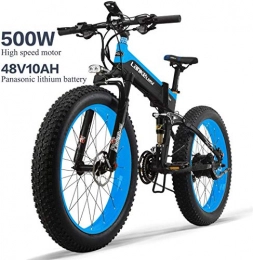 ZYQ Fahrräder ZYQ Elektro-Bike 26In Reifen 500W Motor 48V 10AH Removable Groe Kapazitts-Batterie Lithium-E-Bikes Schnee MTB Folding Elektro-Fahrrad 27 Speed Gear Shimano Schaltsystem, Blau