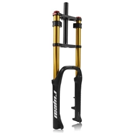 LHHL Forcelle per mountain bike LHHL 20 Pollici Forcella Bici da Neve Forcella for Bici da Spiaggia for 4.0 Pneumatici 120mm Viaggio Mountain Bike Sospensione Air Fork 1-1 / 8 (Color : Gold, Size : 20 inch)
