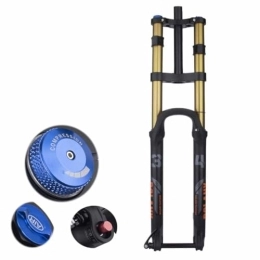 TS TAC-SKY Forcelle per mountain bike TS TAC-SKY 27, 5 / 29 Pollici Forcella Mountain Bike Forcella Sospensione Elastico Rebound Adjuster 110 * 15MM Bicicletta Forcella Smorzamento (Color : 29 inch Straight Gold)