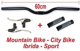 CicloSportMarket Manubri per Mountain Bike MANUBRIO 60cm NERO + Leve FRENO + MANOPOLE UltraGrip ideale bicicletta Mountain Bike - MTB - City Bike