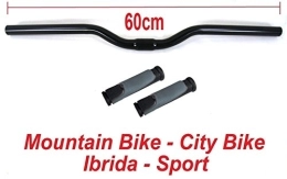 CicloSportMarket Parti di ricambio MANUBRIO 60cm NERO + MANOPOLE ULTRAGRIP ideale Mountain Bike / MTB / CityBike
