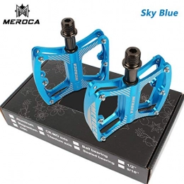 Alician Mercoca, pedale per mountain bike, con 3 cuscinetti in lega di alluminio, pedale ultraleggero, blu