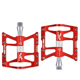 YDWL Pedali per mountain bike Bicycle pedal aluminum alloy pedal bearing Palin mountain bike pedal anti-skid pedal riding equipment bicycle accessories-Pedal red