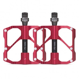 Delaspe, pedali antiscivolo per mountain bike, in lega di alluminio, pedali piatti con 3 cuscinetti sigillati, SO01194442_RD-2618-1959193091, Colore: rosso