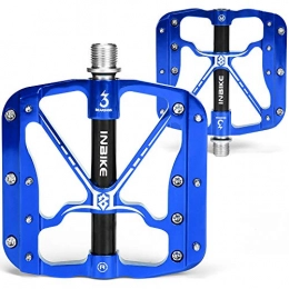 INBIKE Parti di ricambio INBIKE Pedali per Ciclismo Petali MTB Flat CNC Lega di Alluminio Ultra Assale Cuscinetto Sigillato Antiscivolo Pedali (Blu)