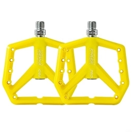 PETSTIBLE 2 pedali per mountain bike in nylon, 125 x 112 x 18 mm, pedali antiscivolo allargati (giallo fluorescente)