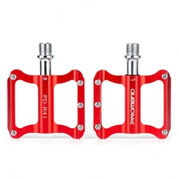 SHOH, 1 paio di pedali per mountain bike, ultraleggeri, in alluminio, con perni antiscivolo, larghi pedali per bici da corsa BMX MTB Colore: rosso