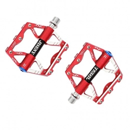 ZhuiKun Universali Pedali per Bicicletta Pedali Flat Antiscivolo e Leggeri in Lega di Alluminio DU Mandrino Pedali per Bici MTB/BMX 9/16" - Rosso