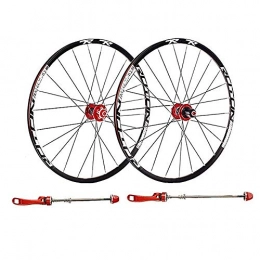 AIFCX Ruote per Mountain Bike AIFCX MTB Bike Wheel Set, 26 Pollici Freno a Disco Ruote Ciclismo Cuscinetti sigillati Quick Release 7 / 8 / 9 / 10 / 11Speed ​​24H, Red-26 inch