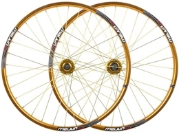 Amdieu Parti di ricambio Amdieu Wheelset 26 inch Mountain Bike Wheelset, MTB Quick Release Disc Brake 32 Hole Quick Release Double Wall Alloy Rim 7 8 9 10 Speed Road Wheel (Color : Gold, Size : 26inch)