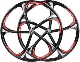 Amdieu Ruote per Mountain Bike Amdieu Wheelset 26" MTB Set di Ruote for Biciclette, 5-Roke MTB Ruota Anteriore e Posteriore QR Mountain Sports Cycling 7 / 8 / 9 / 10 Speed Gear Road Wheel (Color : Black, Size : 26inch)