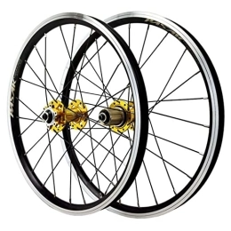 Bike Wheelset da 20 Pollici 406 Disc/V Freno Mountain Mountain Bicycle Ruota in Lega di Alluminio Six Blaccone 7 8 9 10 11 12 Speed ​​Six Claws 24 Holle (Color : Gold)