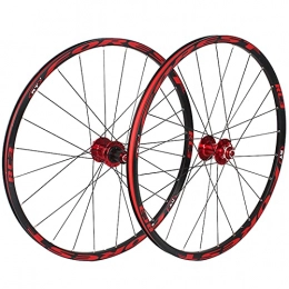BYCDD Ruote per Mountain Bike BYCDD Wheelset da Mountain Bike, a Rilascio rapido Ruote Anteriori Anteriori MTB Wheelset, Fit 7-11 velocità Cassetta Bicicletta Wheelset, Red_26 inch