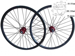 FidgetGear Ruote per Mountain Bike FidgetGear CSC - Set di Ruote in Carbonio per Mountain Bike, 66 cm, QR / Thru ASSE QR Standard 15 mm