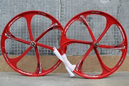 FidgetGear Parti di ricambio FidgetGear - Set di Ruote per Mountain Bike, 66 cm, Freno a Disco 8 / 9 / 10 velocità W / QR (Rosso)