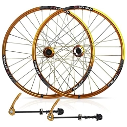 IOPY Mountain Bike Wheelset 26In 32 Fori Freno A Disco A Sgancio Rapido 7/8/9/10 velocità Cassetta Volano (Color : Yellow, Size : 26in)