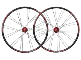 LSRRYD Ruote per Mountain Bike LSRRYD 26" Bici Cerchio Set di Ruote per Bicicletta Freno A Disco Rilascio Rapido MTB Ruote 24 / 28 Fori Mozzo per 7 / 8 / 9 / 10 velocità Cassetta 2120g (Color : Red, Size : 26in)