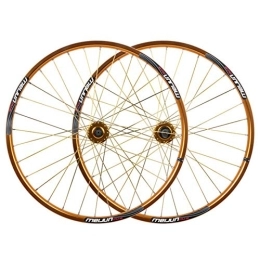 MZPWJD Ruote per Mountain Bike MZPWJD MTB Set Ruote Freno Disco 26 Pollici Mountain Bike Cerchi per Biciclette QR per 7 / 8 / 9 / 10 velocità Cassetta 32 Ha Parlato (Color : Gold, Size : 26")