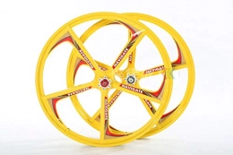 no brand Ruote per Mountain Bike No brand 2 Cuscinetti 7 / 8 / 9 / 10 Ruote libere 5 Fori Ruote for 21 / 24 / 27 / 30 velocità 24er Mountain Bike Wheels 3 (Color : Yellow hubs typs 1)