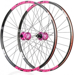 QQJK Parti di ricambio QQJK - Set di ruote per mountain bike, 26 / 29 / 27, 5", ruote anteriori e posteriori a doppia parete, freno a disco a sgancio rapido, 32 fori, 4 palin 8-11 velocità, colore: rosa
