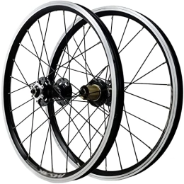  Parti di ricambio Rayblow Bicycle Wheelset 20inch Mountain Bike Wheelset Aluminum Alloy Rim MTB Bicycle Wheel Set 24H Disc / V Brake Quick Release for 7 8 9 10 11 12 Speed (Color : Black) 20ich