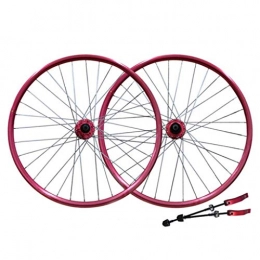 M-YN Parti di ricambio Ruota Cerchio Bici, Mountain Bike 26 in Lega di Alluminio di Uscita Mozzo inch Wheel Set rapido della Bicicletta Doppio Freno a Disco Rim (Color : Red)