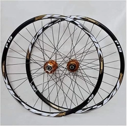 Ruote for mountain bike da 26, 27,5, 29 pollici con freni a disco in lega di alluminio, adatte for velocità 7/18/9/10/11 (Color : Gold, Size : 27.5INCH)