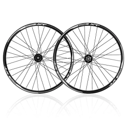 Samnuerly Ruote per Mountain Bike Set di ruote per mountain bike da 26 pollici, cerchi in lega di alluminio 32H con freno a disco, ruote per MTB, ruota anteriore a sgancio rapido, ruota per bicicletta nera, adatta per set di ruo