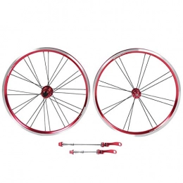 Uxsiya - Set di ruote pieghevoli per mountain bike, 20 pollici, 2 posteriori, 4 cuscinetti a V, resistenti per mountain bike, colore: Rosso nero