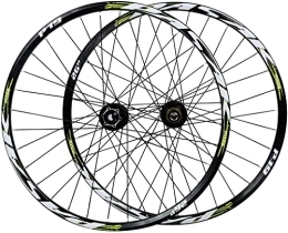 SJHFG Ruote per Mountain Bike Wheelset 26 / 27.5 / 29 Pollici for Biciclette, 15 / 1 2 mm Freno a cabesa del Freno a Doppia Parete Mountain Mountain Bike Ruota Set 7 / 8 / 9 / 10 / 11 Road Wheel (Color : Green, Size : 26in / 20mmaxis)