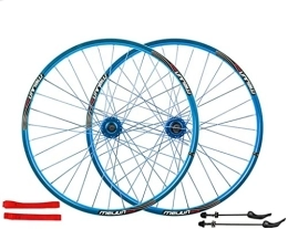 SJHFG Ruote per Mountain Bike Wheelset 26in Hybrid / Mountain Bike Wheelset, 32 Fori in Alluminio a Doppia Parete MTB. Rim Disc Freno a sgancio rapido 7 8 9 10 velocità Cassetta Road Wheel (Color : Blue, Size : 26")